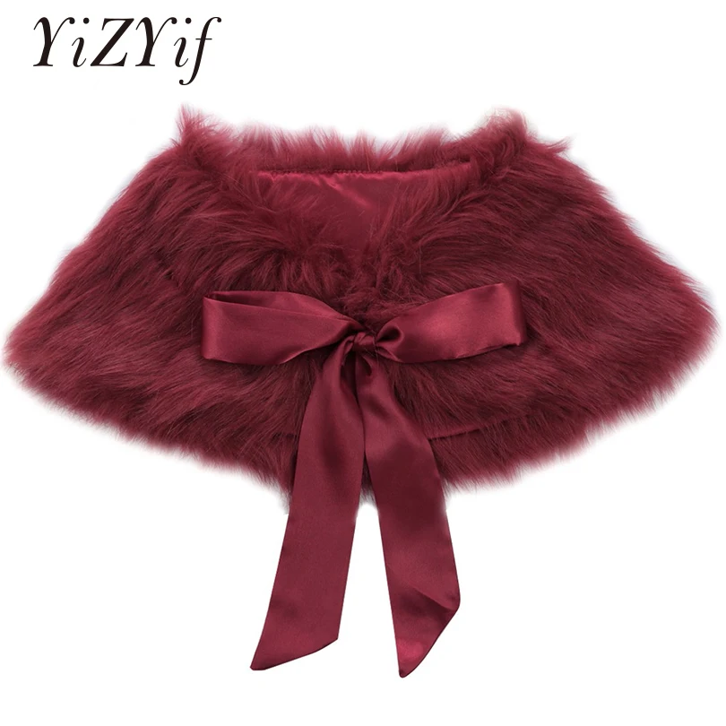 YiZYiF Girls Faux Fur Bolero Shrug Princess Pageant Wedding Wrap Jacket Jacket Cloak Princess Cape Accessories girls Shrug Wrap