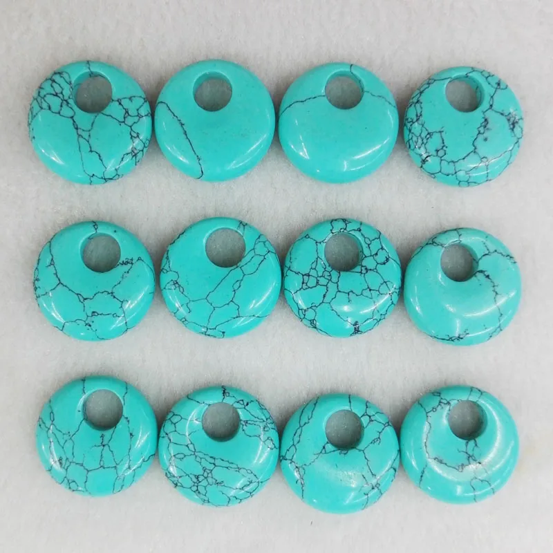 

Wholesale good quality natural stone beads gogo donut charms calaite stone pendants bead for jewelry necklace making 24pcs free