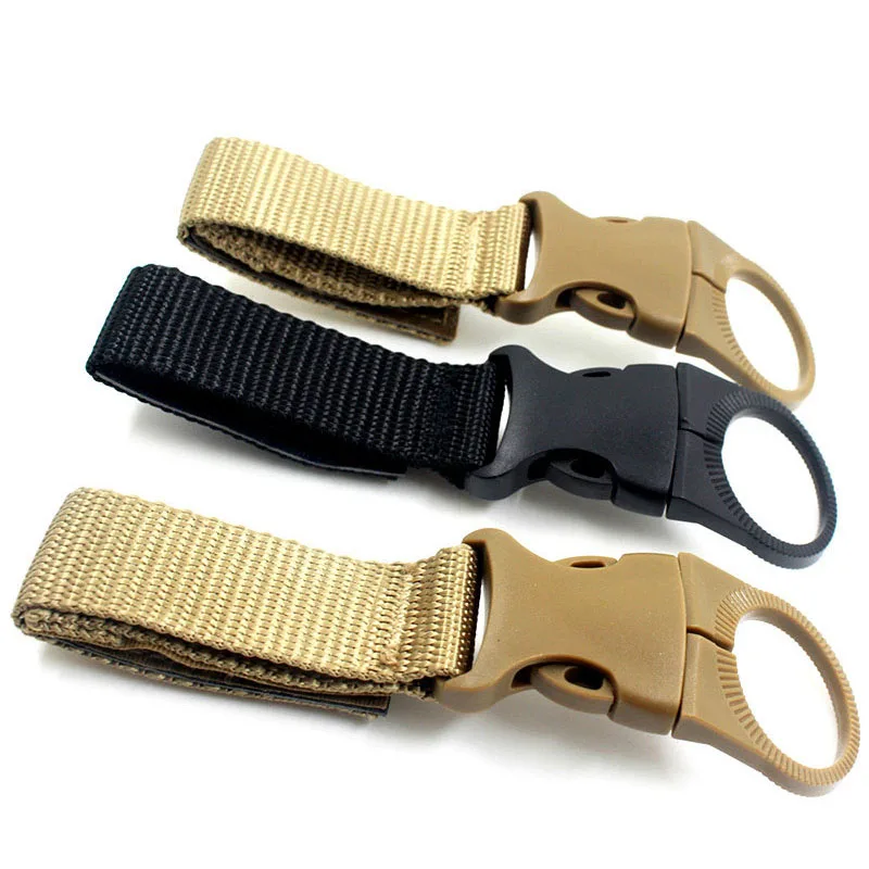 EDC Outdoor military Nylon Webbing Buckle Hook Water Bottle Holder Clip Climb Carabiner Belt Backpack Hanger Camping Equipment