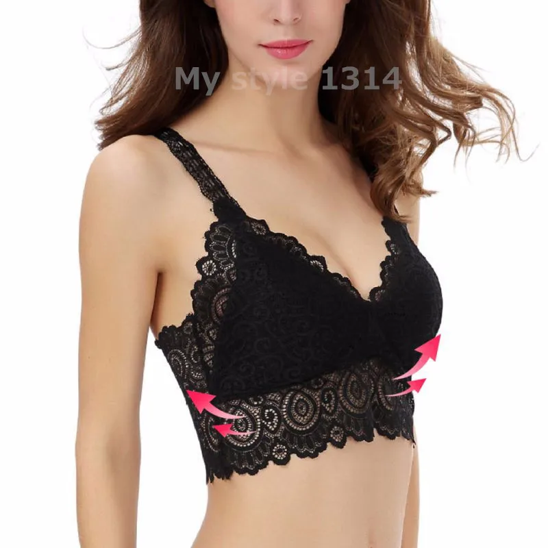 New Women Sexy Lace Bralette Bra Bustier Crop Tops Black Cropped Blusas Vest Halter Tank Female