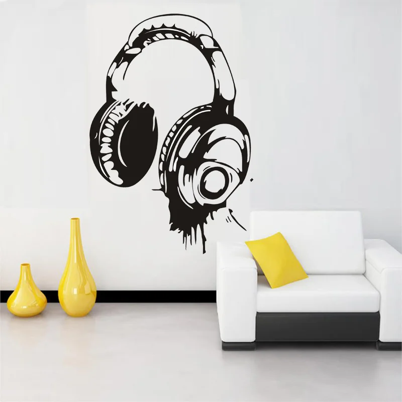 

4 Sizes Headphones Wall Sticker Music Art Bedroom Vinyl Decal Transfer Decoration Kid's Wall Decals Nursery Wallpaper Mural
