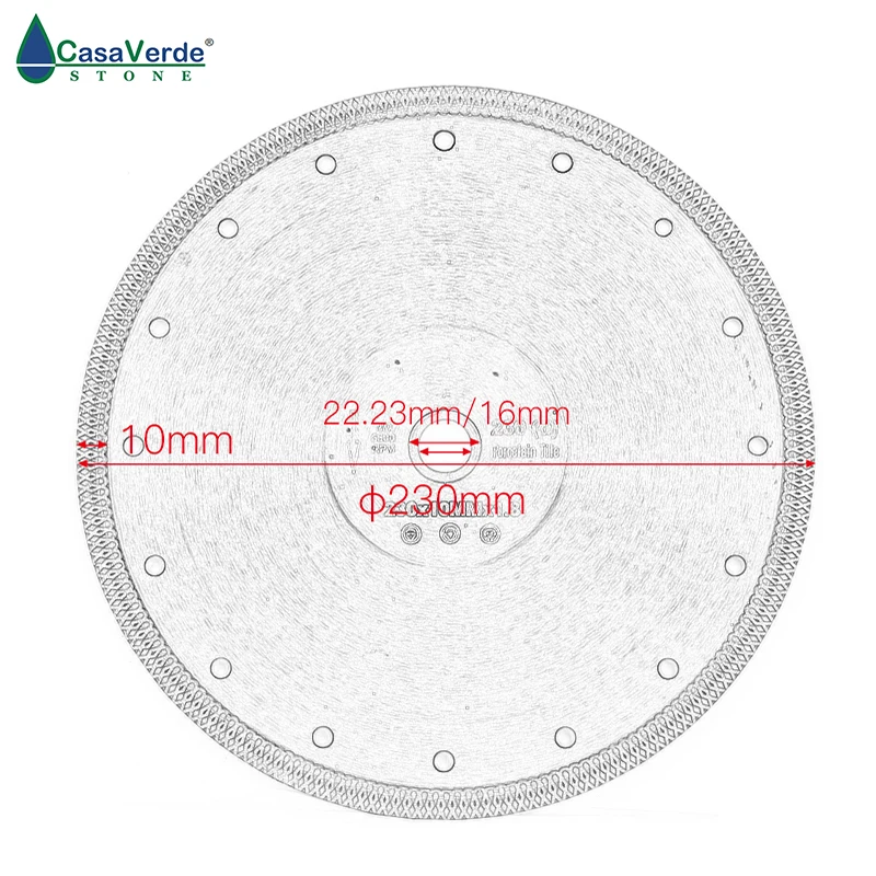 Casaverde DC-SXSB07 9-дюймовый супертонкий алмазный фарфоровый пильный диск 230 мм для резки керамической плитки