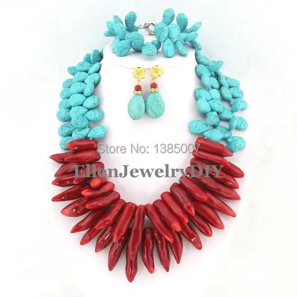 Latest Design hot Jewelry Set hot Necklace Bridesmaid Gift Red Chili Coral Necklace hot Bracelet