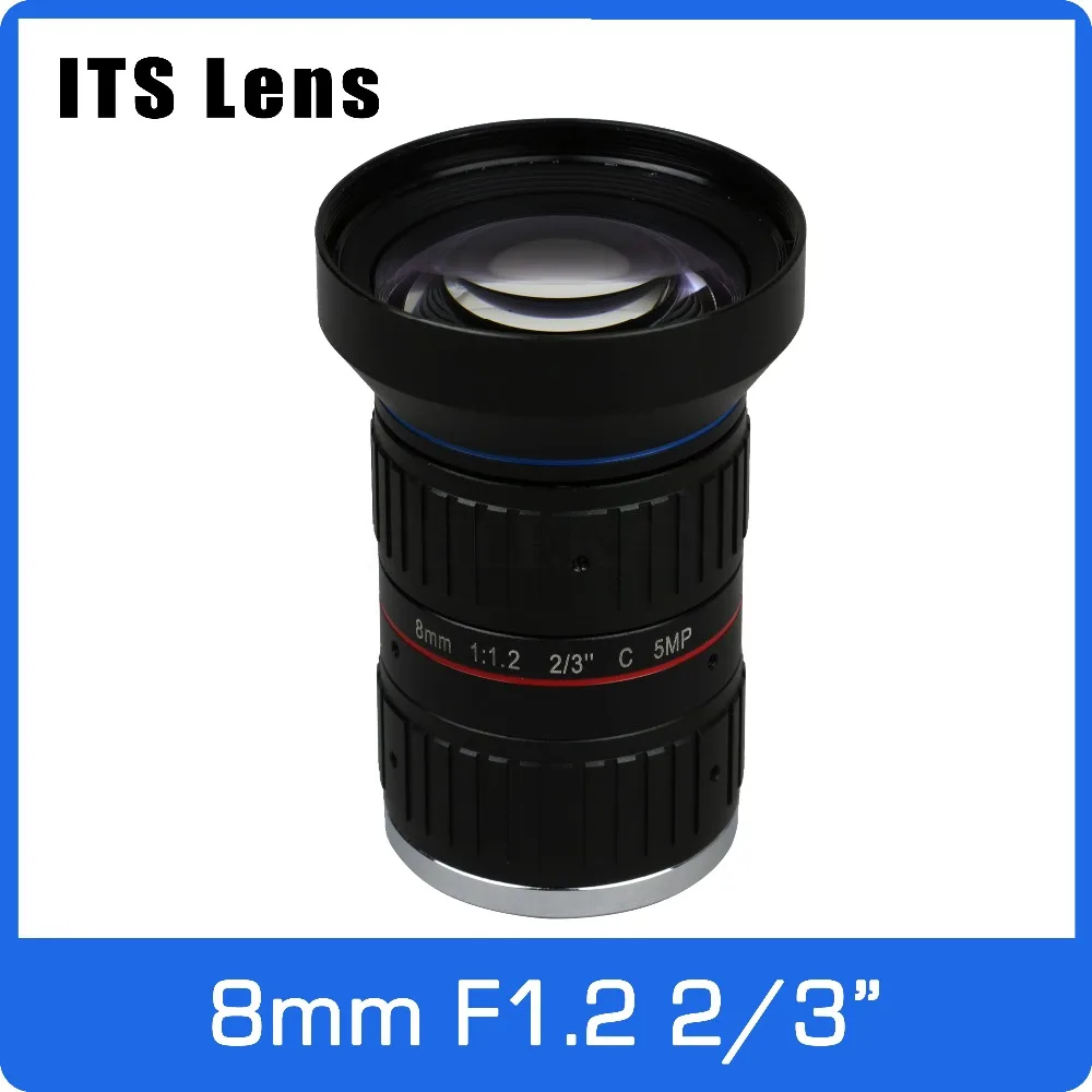 

2/3 inch 5MP ITS Lens 8mm Big Angle Ultra Starlight F1.2 C Mount For Electronic Police or Traffic Camera