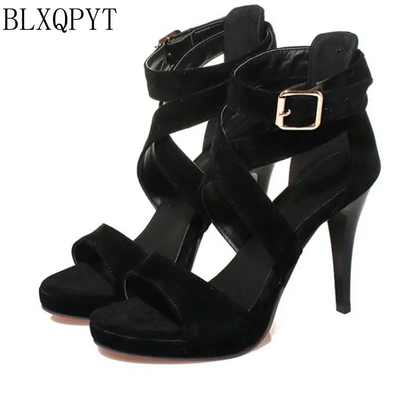 BLXQPYT Big Size 32-48 Fashion Party Red Sole Shoes Woman Sexy High Heels Summer Pumps Ankle Strap Sandals Women Shoes 8675-1