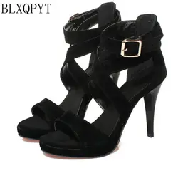 BLXQPYT  Big Size 32-48 Fashion Party Red Sole Shoes Woman Sexy High Heels Summer Pumps Ankle Strap Sandals Women Shoes 8675-1