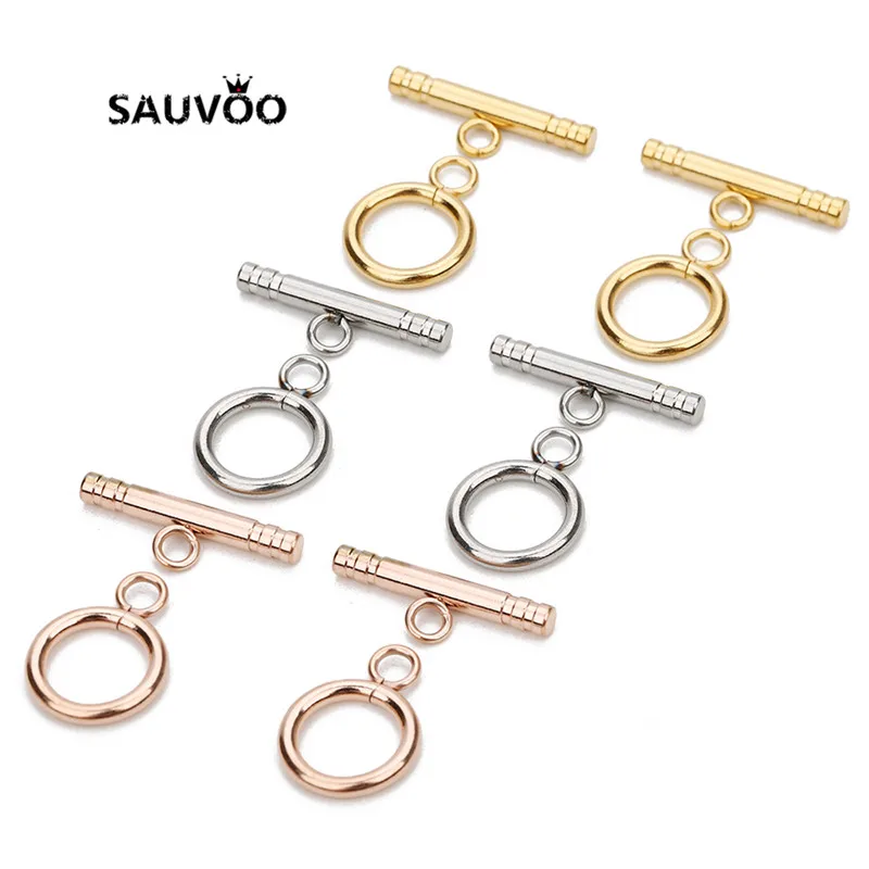 4 Sets Stainless Steel OT Button Rod 3mm Long 22mm Round Wire Diameter 2mm Outer Diameter 13mm Steel/Gold/Rose Gold Color Bail