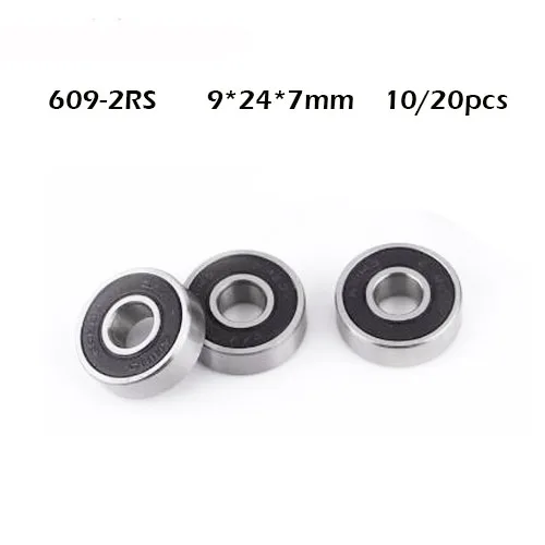 

10/20PCS 609RS Bearing ABEC-1 10PCS 9x24x7 mm Miniature 609-2RS Ball Bearings 609 2RS