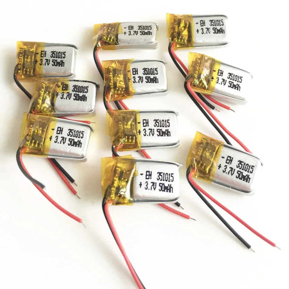 10 sztuk 3.7v 50mAh akumulator litowo-polimerowy LiPo do Mp3 okulary 3D słuchawki nagrywacz bluetooth zestaw słuchawkowy 351015