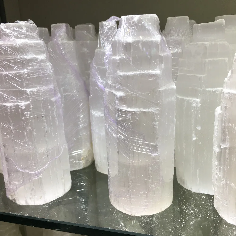 150mm SELENITE White Gypsum Skyscraper Castle Towers Gypsum Crystal Point 630g