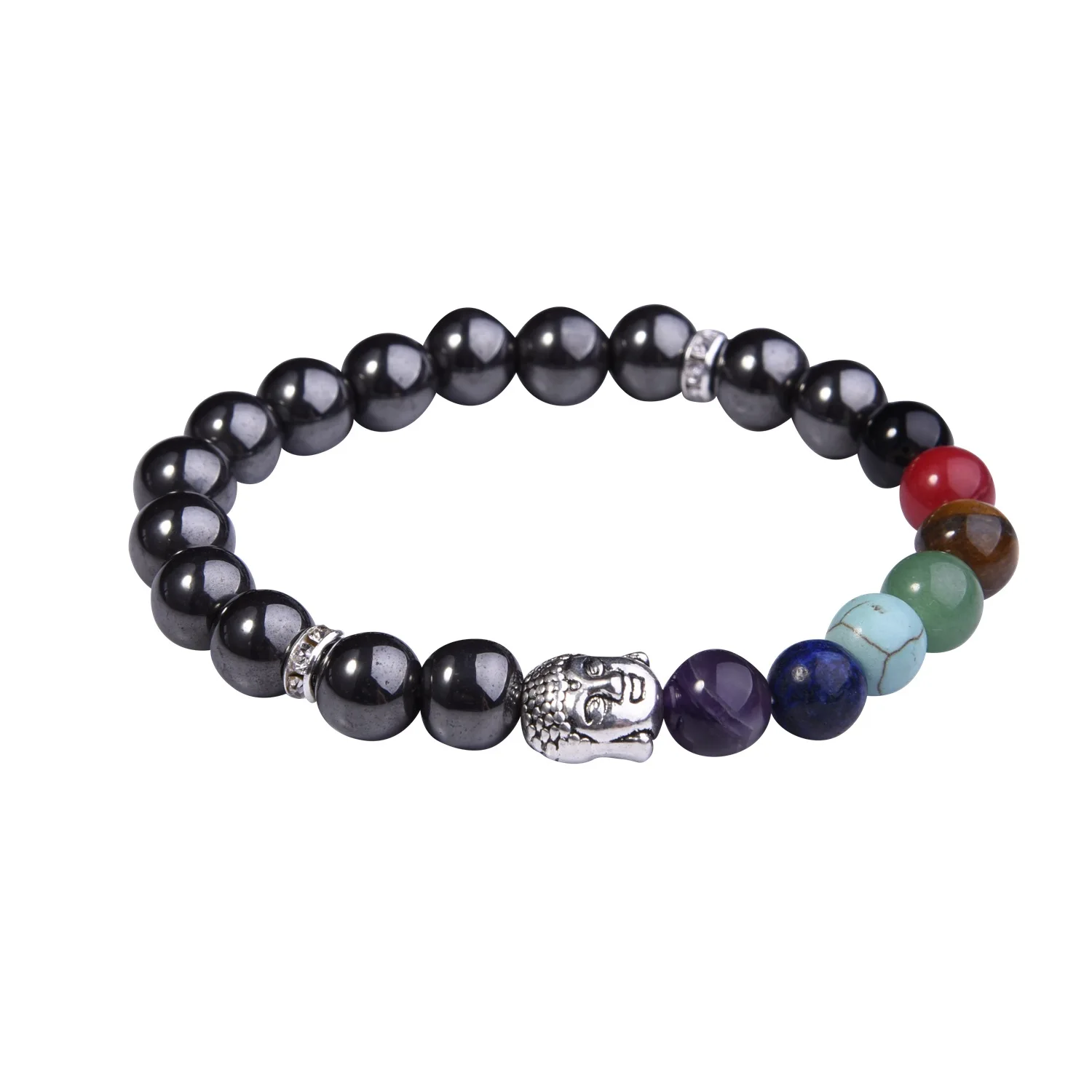 Muti-color Natural Stone Bracelets Men Lava 7 Chakra Healing Balance Beads Elephant Charm Bracelet  Reiki Prayer Stones Women