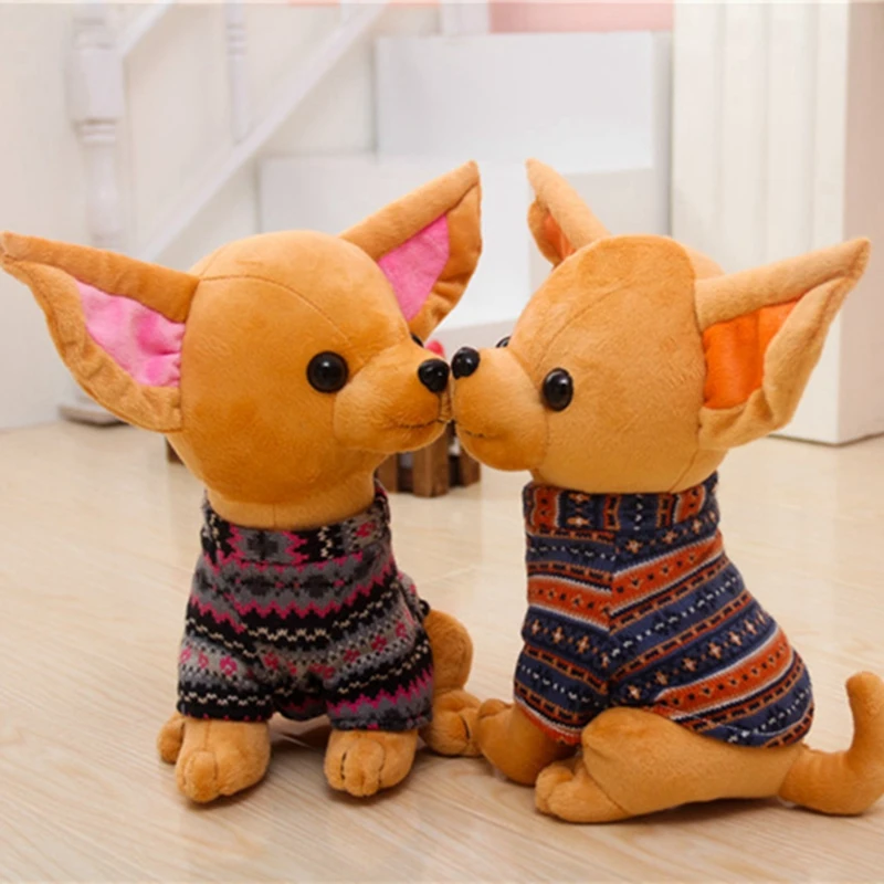 Cute Chihuahua Puppy Kids Toy Lovely Stuffed Dog Plush Toy Soft Simulation Animal Doll Birthday Gift for Children