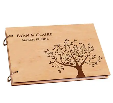 personalized Tree Of Life Love Birds Rustic wedding guest album engraved Wooden guestbooks Reception party favors decorations