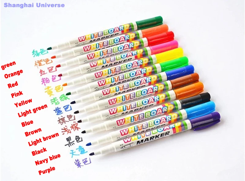 12-color Colorful Dry Erase Marker  Whiteboard Marker of 500 Meter Writing Length