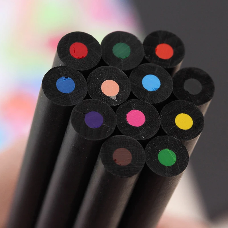 

12 pcs/lot Korea Black Wood Colored Pencils 12 Colors School Student Pencil for Drawing Soft Painting Sketch Stationery Supplies