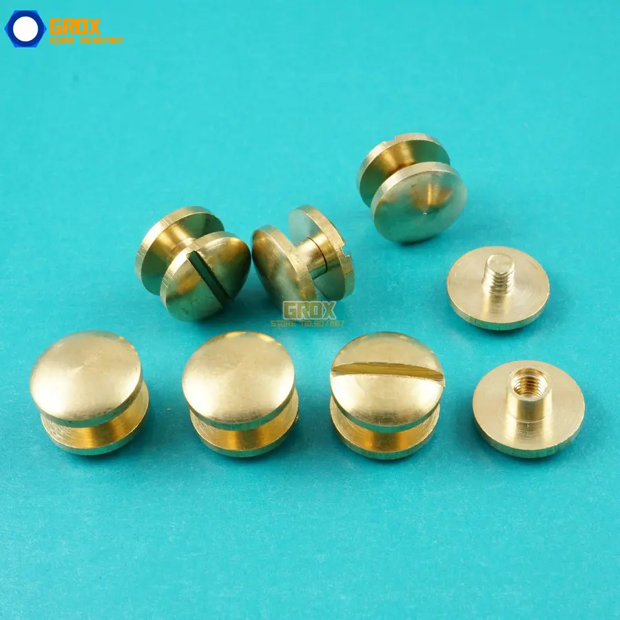 50 Set 10*3mm Solid Brass Rivet Chicago Screw for Leather Craft Belt Wallet / Cambered