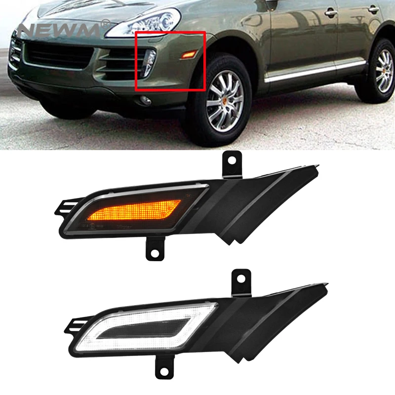 Smoked 2 in 1 LED Side Marker Indicator Light +Led Running Position Light for 07-10 Porsche Cayenne 967 Led Turn Signal Lamps