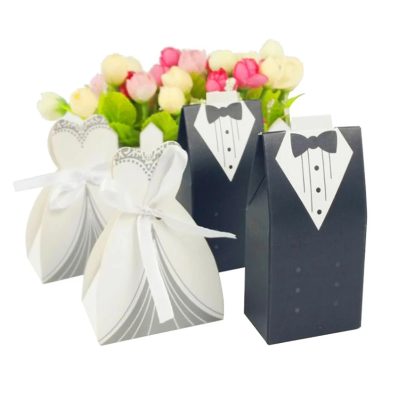 

500pairs/lot 6 Styles Bride And Groom Dresses Wedding Candy Box Gifts Favor Boxes Wedding Birthday Event Party Supplies