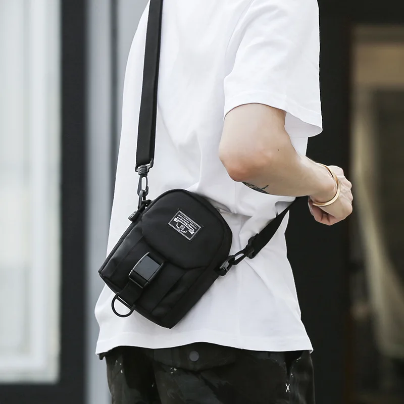 Men Simple Shoulder Bag Oxford Small Crossbody Bags Fashion Pockets Leisure Travel Phone Bag Sports Running Carry Bag