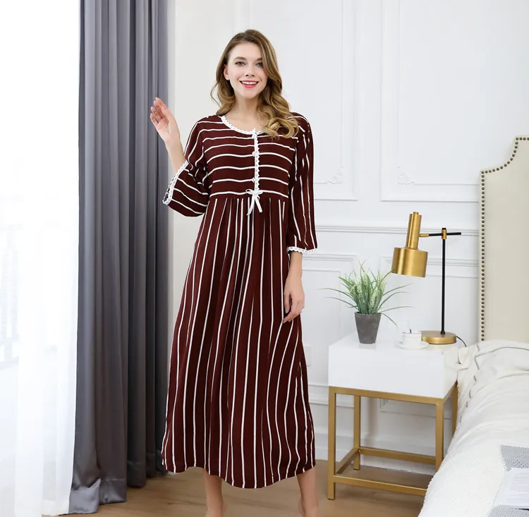 yomrzl A649 New arrival spring and autumn cotton women's nightgown daily long sleep dress one piece sleepwear indoor clothes