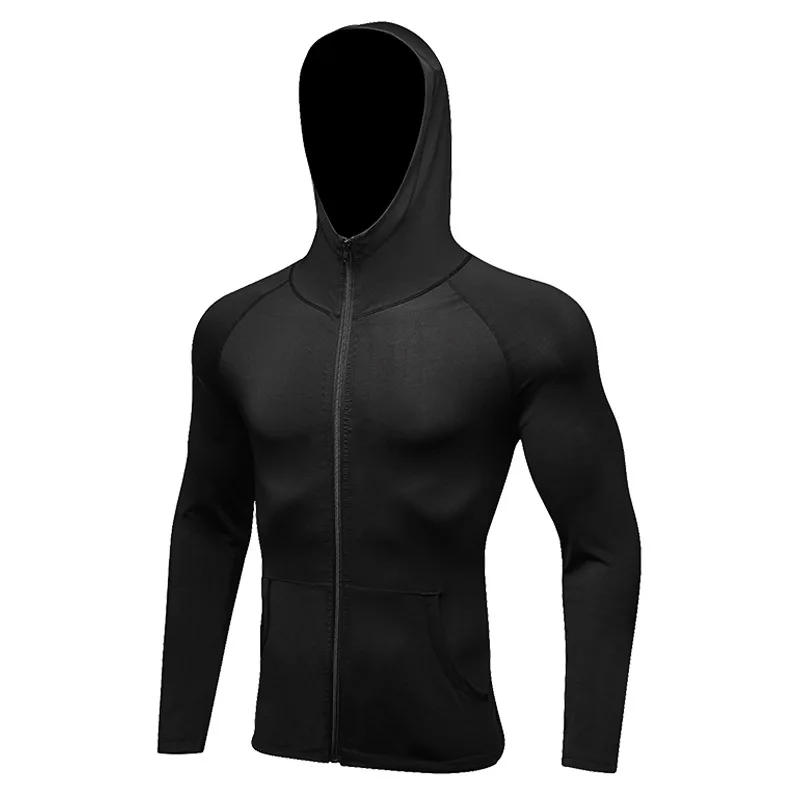 Customize LOGO Hooded Running Jackets Men Breathable Quick Dry Gym Fitness Hoodies Sportswear Hoody Coat Zipper Yoga Sweatshirts