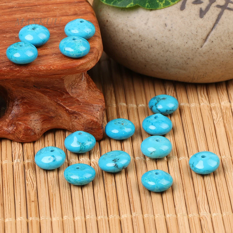 

Mankuu Stabilized Turquoises Bead Coin Shape Loose Beads DIY Accessory for Bracelet Necklace Jewelry Make Spacer Brazil Agates