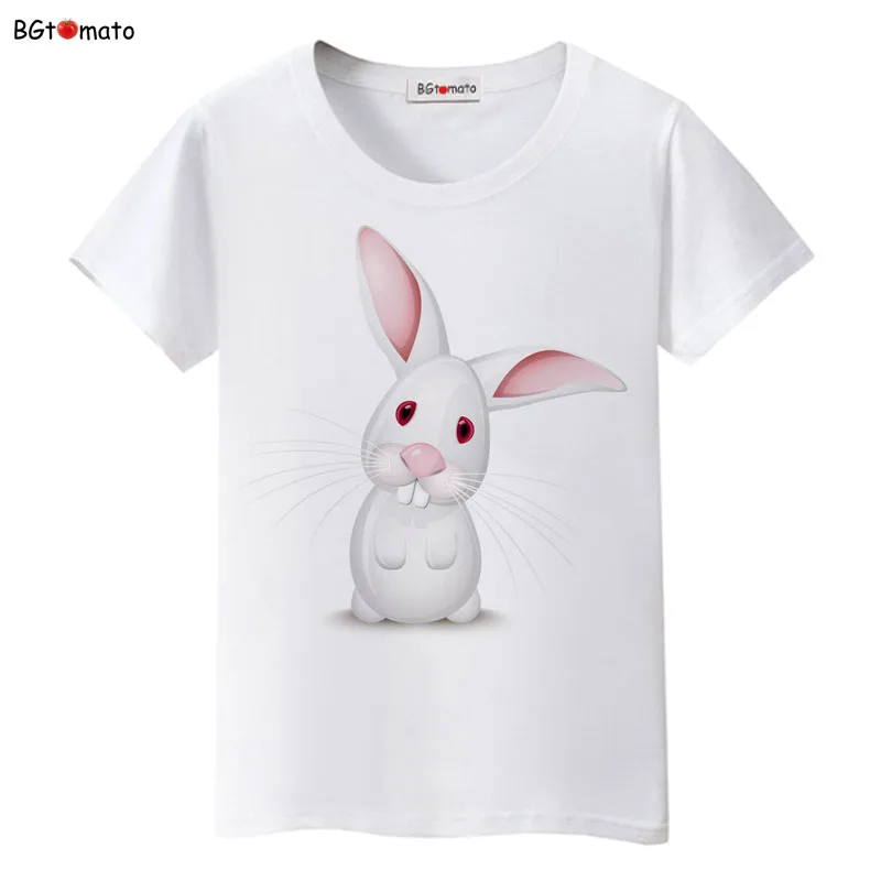 Brand 3D rabbit lovely T-shirts women Summer cute cartoon white tops Good quality breathable casual Shirts