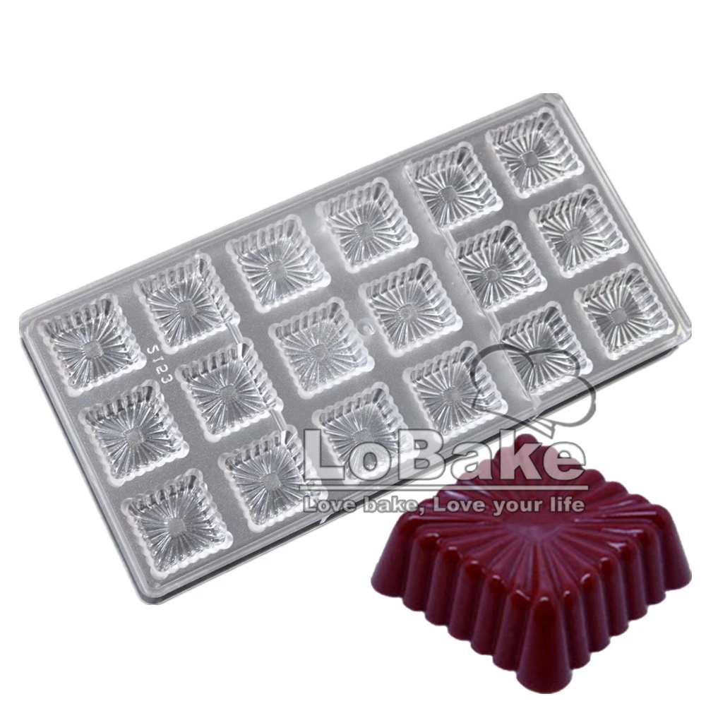 18 cavities Fluted surface square cube shape PC Polycarbonate plastic mold for chocolate ice cube DIY  baking mold