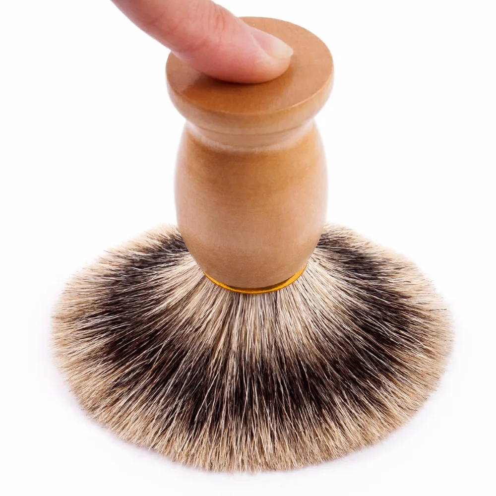 Qshave Man Pure Badger Hair Razor Shaving Brush 100% for Safety Straight Classic Safety Razor IT 10.3cm x 4.9cm Brown Tree Color