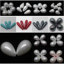 Mini. order is $7!8x14-16x25mm Shell Pearl Teardrop Raindrop Half Drilled Hole Earring Beads 2pcs