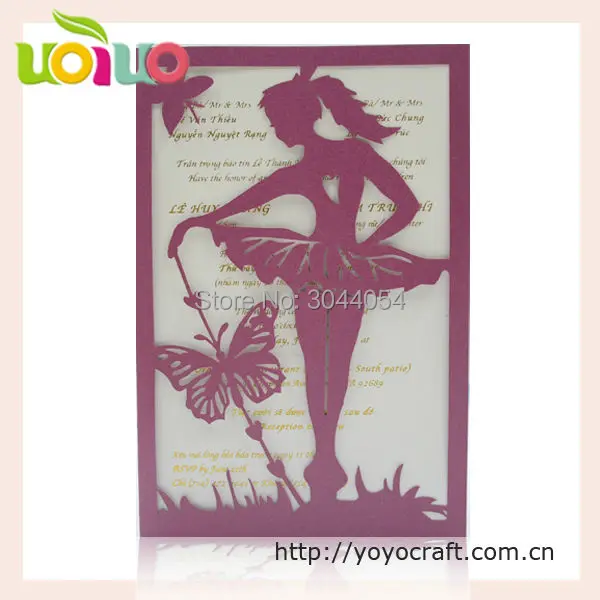 Ballet girl wedding and birthday decoration cheap indian wedding envelope and birthday greeting cards elegant butterfly shape