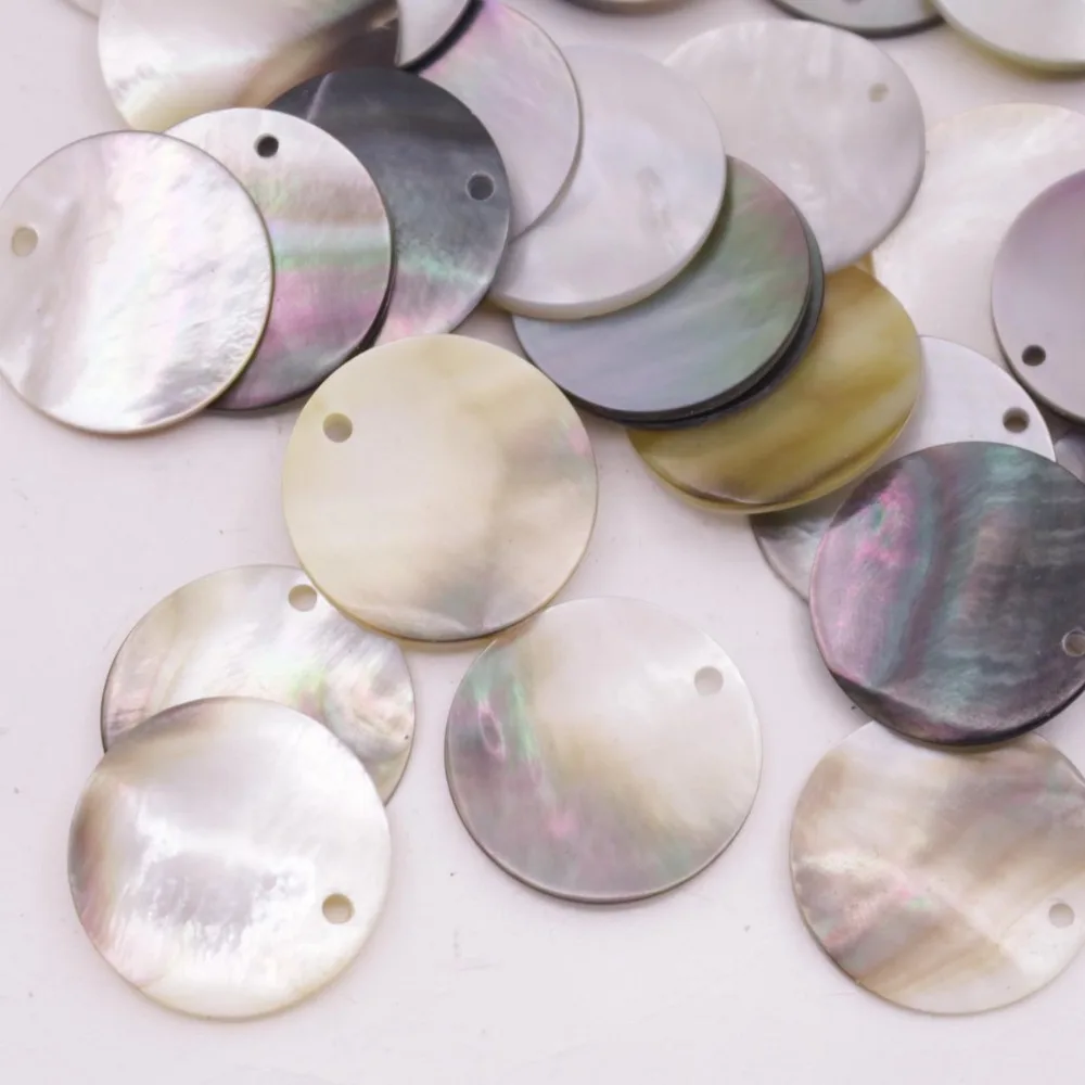 50 PCS 10mm 15mm 20mm Natural Black Coin Shell Mother of Pearl  Jewelry Making DIY