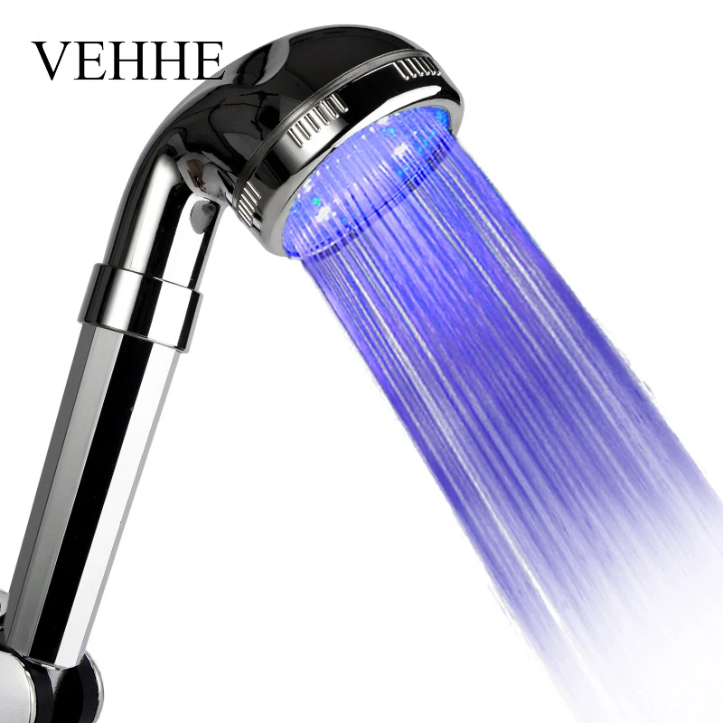 VEHHE LED Plating Surface Shower Head Temperature Control Water-Saving 4 Colors Head Shower Bathroom Sprinkler VE224