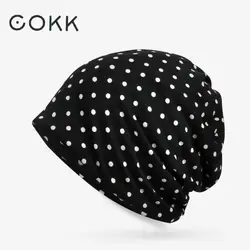 COKK-gorro de algodón con patrón de puntos para hombre y mujer, Gorros holgados, de hueso, para verano