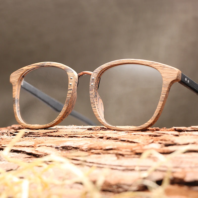 Men Women Myopia Glasses Wooden Frame with Clear Lenses Brand Design Eyeglass