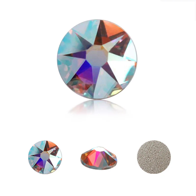 SW 8 Big 8 Small Crystal AB Multiple Sizes Non Hotfix Rhinestone Round Flatback Rainbow Nail Rhinestones for Clothes Decoration