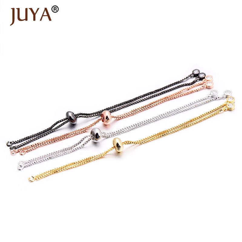 Chain for Jewelry Making DIY Bracelet Accessories Copper Zircon Simple Adjustable Slider Chain Chaine Pour Fabrication Bijoux