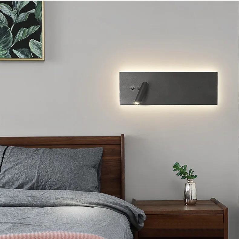 18W LED Bedroom Reading Wall Lamp Sconce Ambient Light Fixture Bedside Rotatable Lighting Dual ON/OFF Switch White/Black Hotel