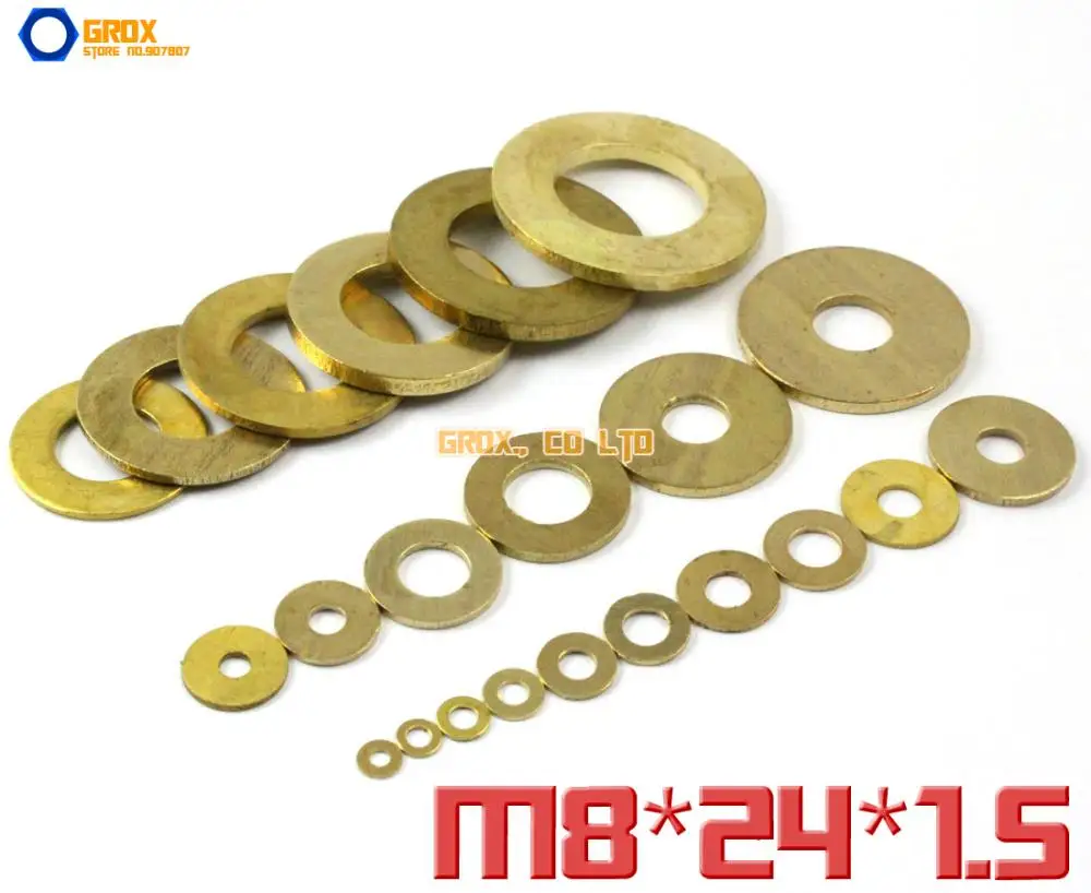 

20 Pieces M8 x 24 x 1.5mm Brass Flat Washer