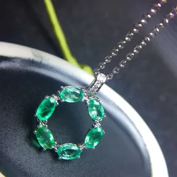 Proste szmaragdowy wisiorek dla pakietu office lady 3mm * 5mm naturalne Zambia emerald srebrny wisiorek i naszyjnik z litego 925 szmaragdowa biżuteria