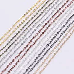 5m/lot Width 1.5 2.0 2.5 mm Gold Copper Oval Link Bulk Brass Necklace Chain For DIY Jewelry Making Material Finding Accessories