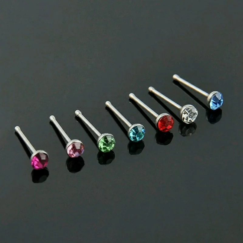 Crystal Nose Ring & Studs For Women Girl Jewelry Surgical Steel Nose Piercing White/Colorful Rhinestone Body Jewelry