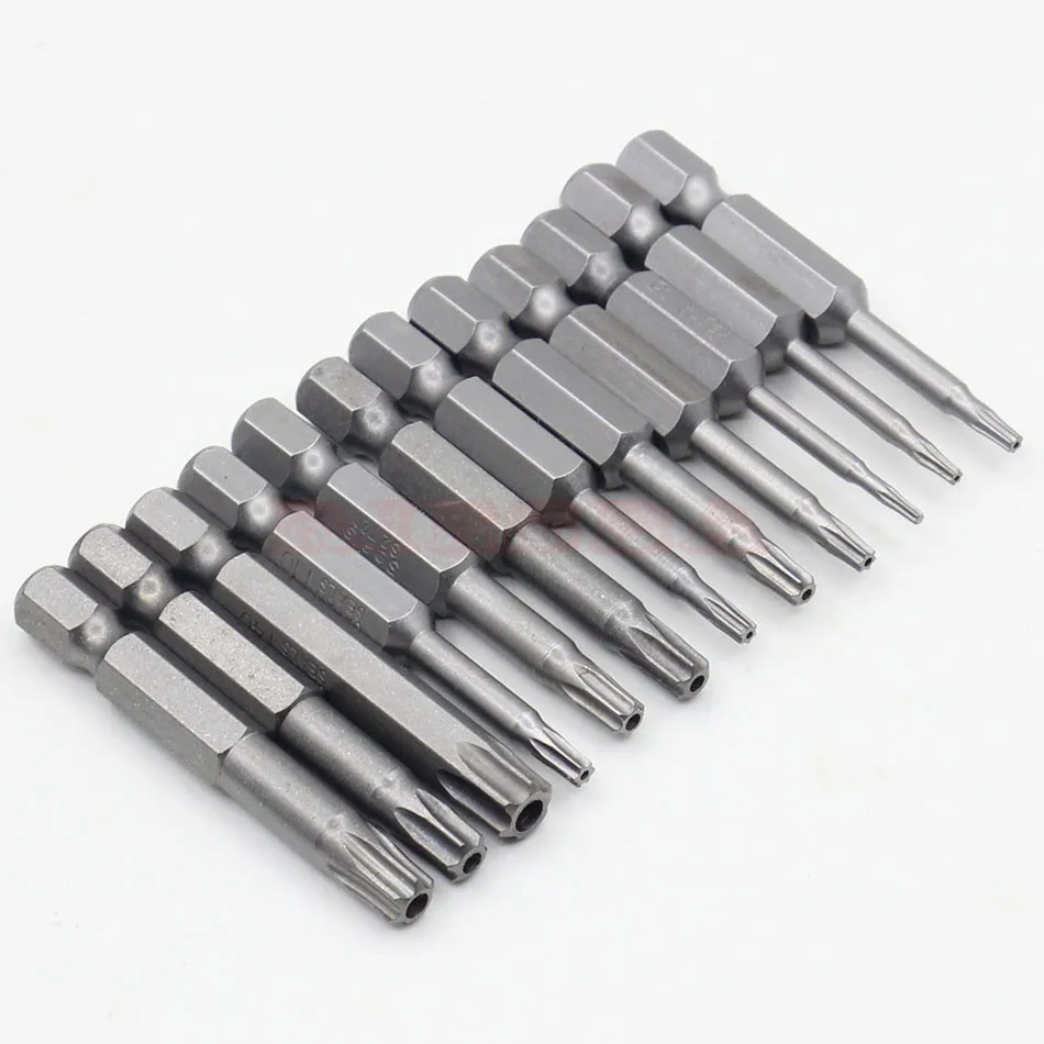 

RIESBA 12pcs 1/4 Inch 50mm S2 alloy steel Magnetic Torx Screwdriver Bits Set T5-T40