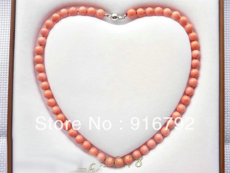 

free shipping 10mm AAA Grade Pink Round Shell Pearl Necklace 17"