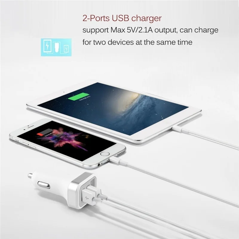 Dual Port USB Adapter Car-charger Double USB for iPhone iPad Samsung Xiaomi Phone Charging cable Car Charger Digital Display