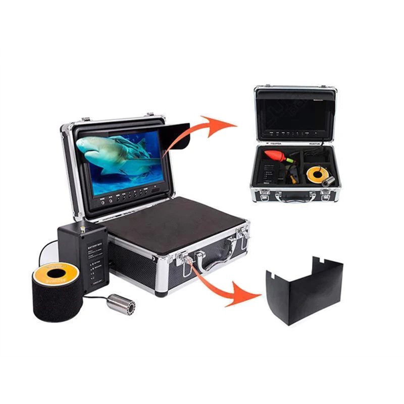 Cámara de pesca LCD de 9 pulgadas, Kit de sistema de cámara de vídeo subacuática HD 1000TVL, Cable de 15M