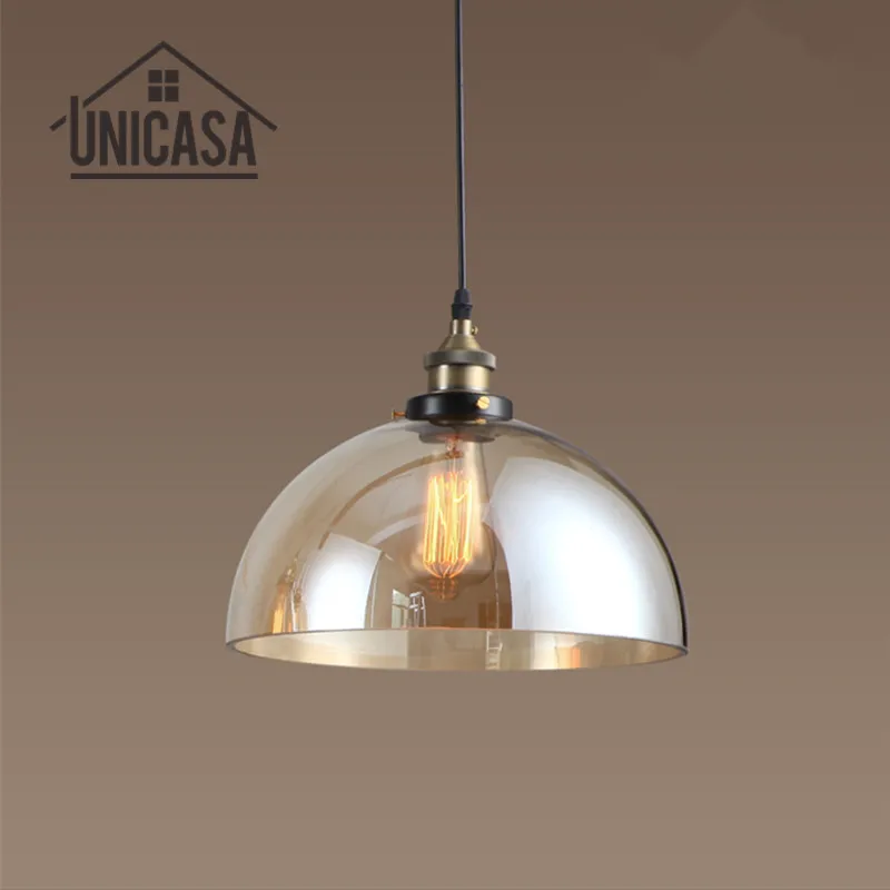 

Amber Glass Shade Pendant Lights Antique Large Lighting Fixtures Kitchen Island Home Mini LED Bulbs Vintage Pendant Ceiling Lamp