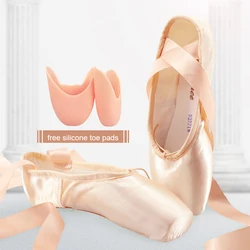 Sales Satin Ballet Pointe Shoes Professional Girls Ladies Ballerina Dance Shoes With Ribbons