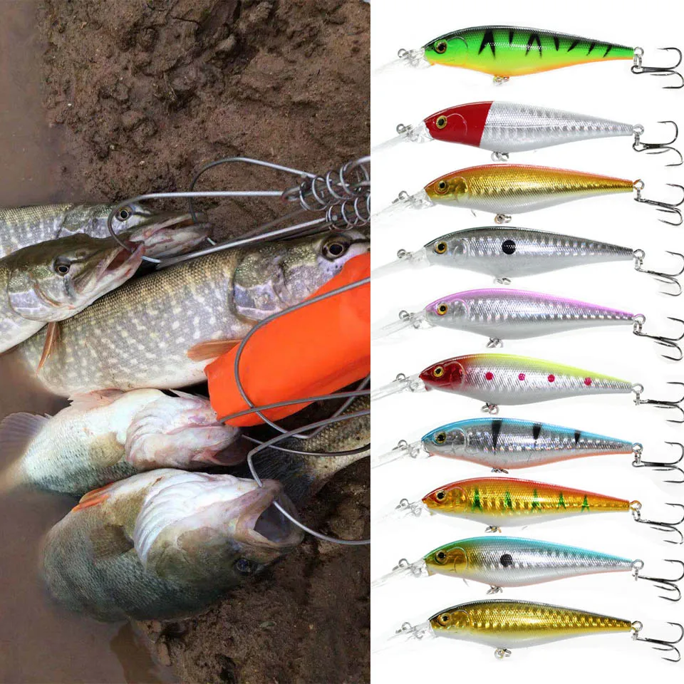 1PCS colorful Stripe pattern 11cm 10.5g Hard Bait Minnow streak Fishing lures Bass Fresh water hook diving perch wobbler fish