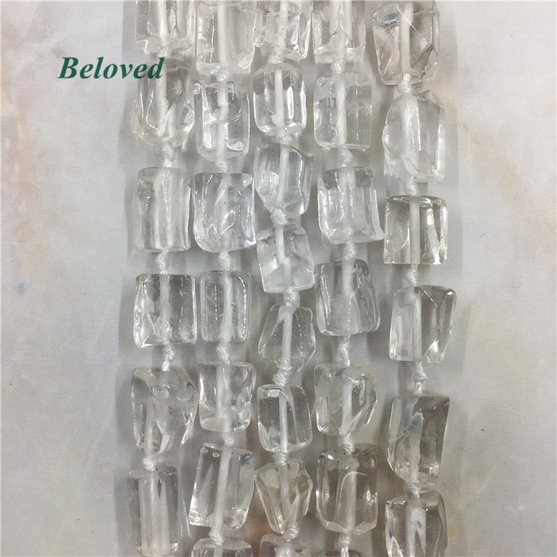 Faceted Cylinder Clear White Quartz Nugget Loose Beads, Rock Quartz Gems Necklace DIY Spacer Beads, BG18039